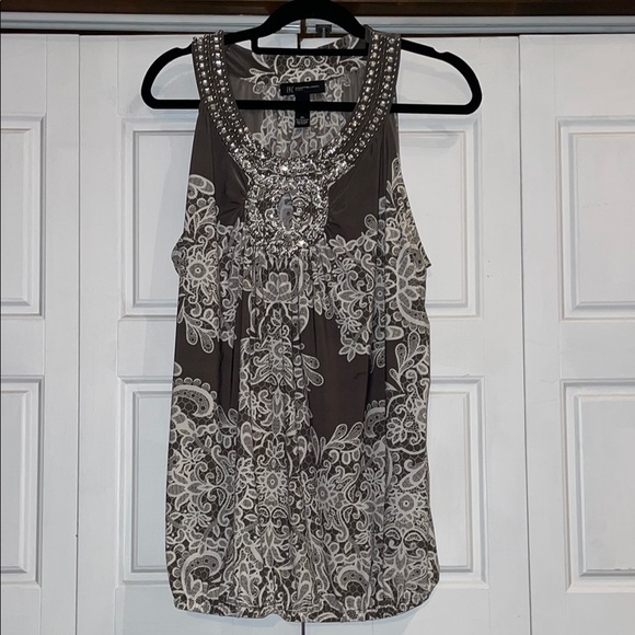 INC International Concepts Embellished Black and White Tank Top - Picture 1 of 8